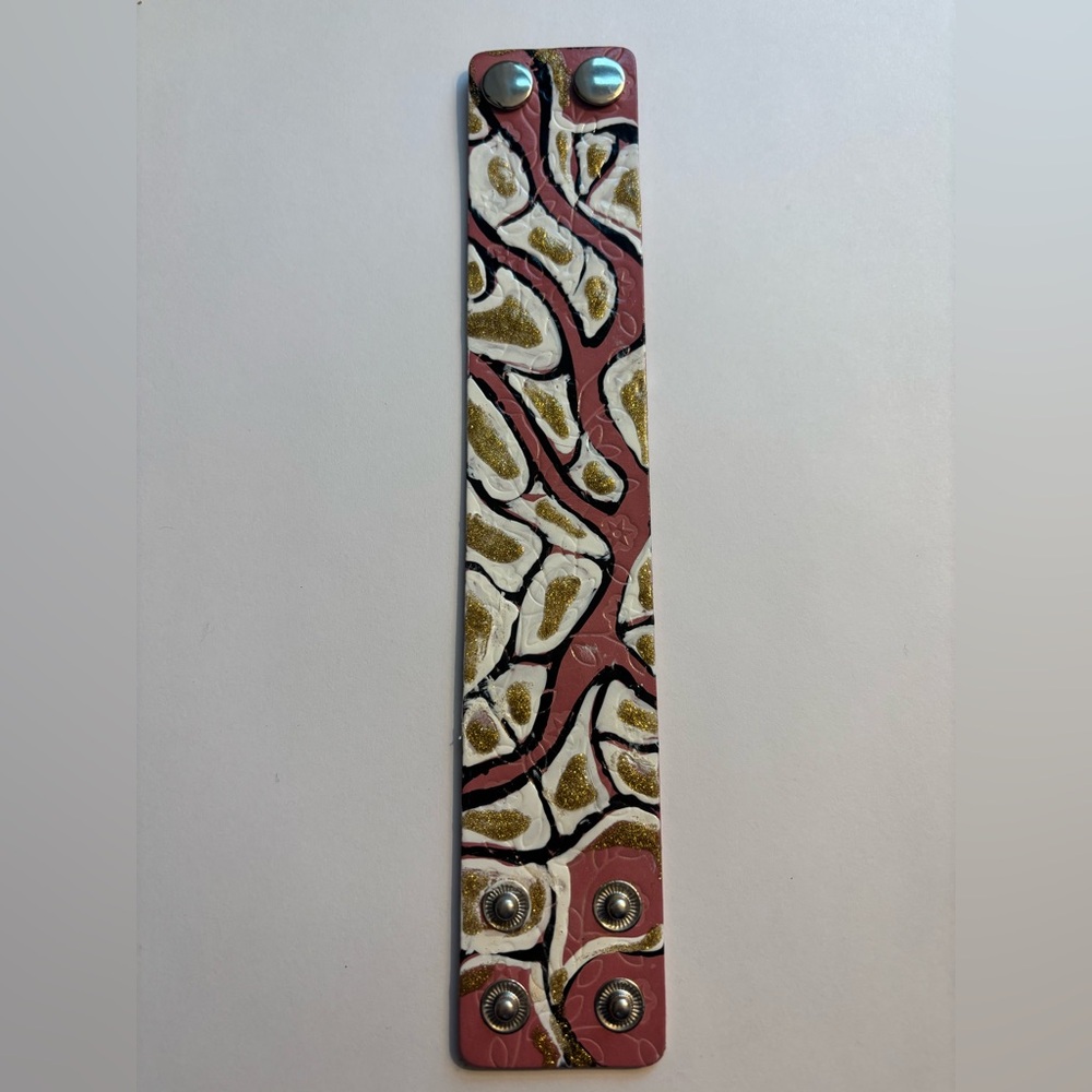 Hand painted one of a kind Abstract Patterned cuff Bracelet.